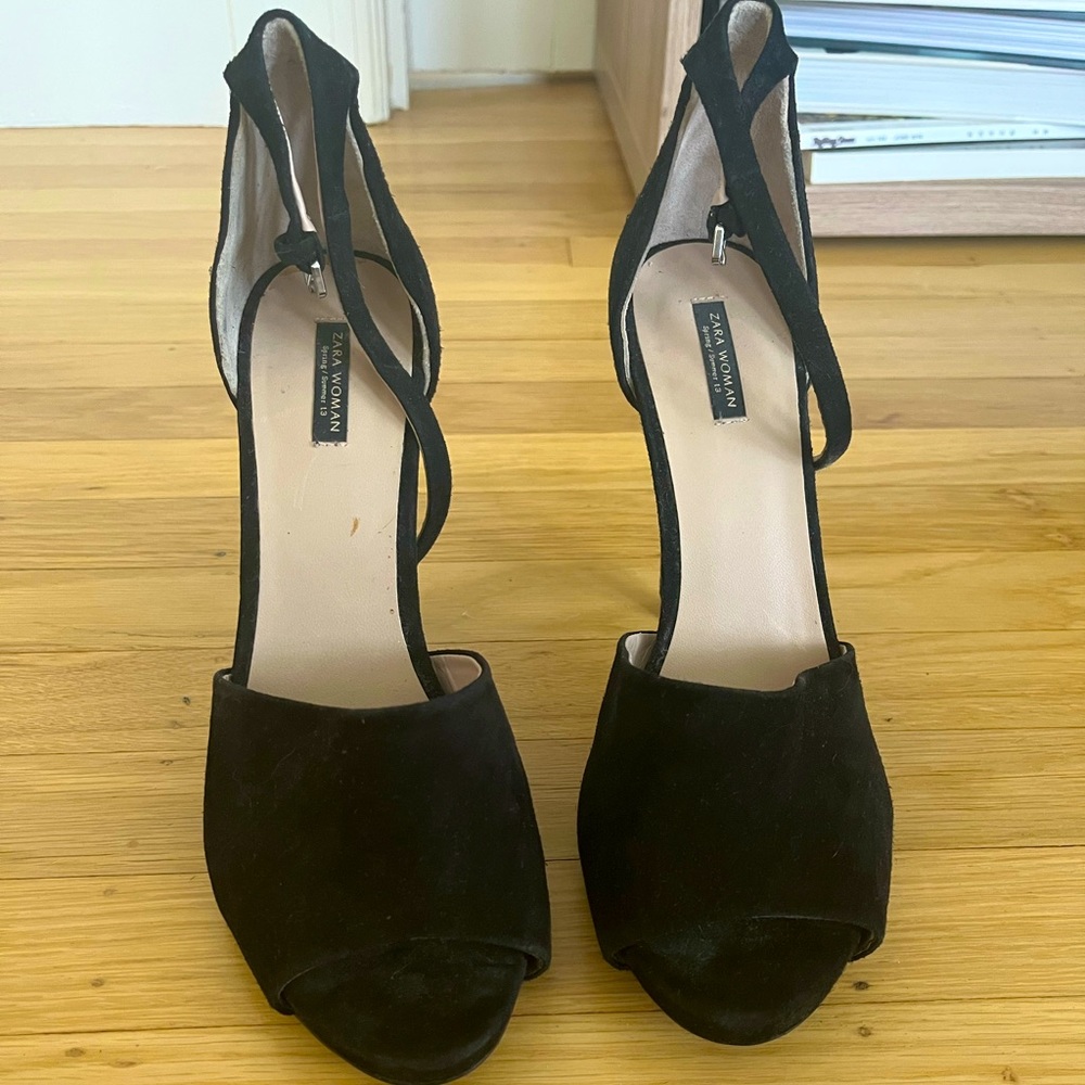 Zara black suede stilettos